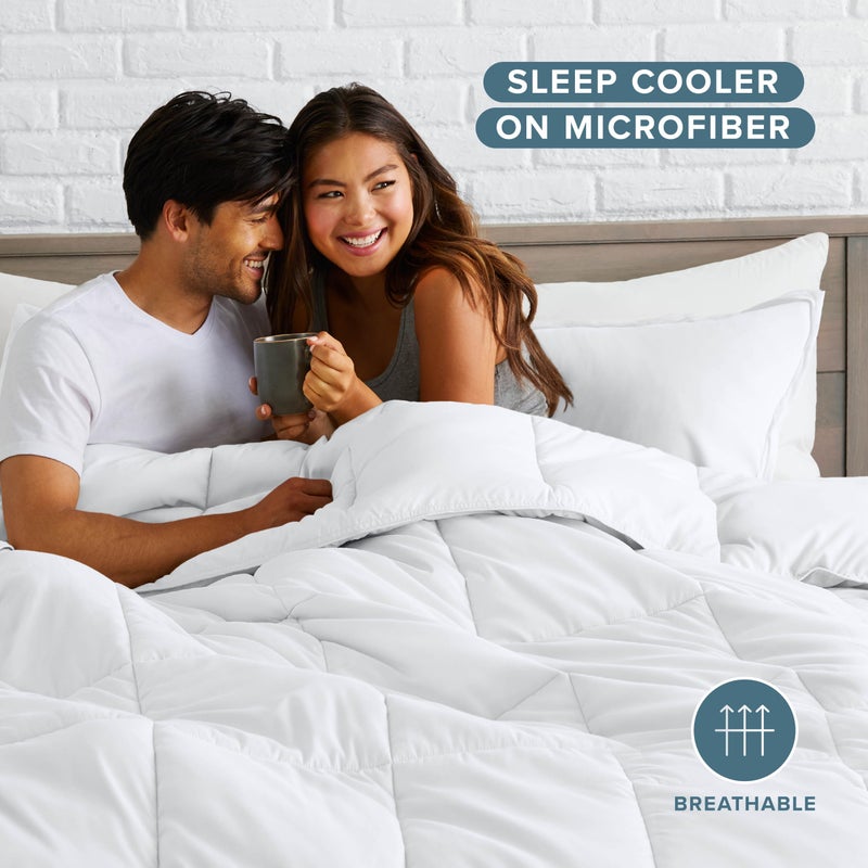 Bare Home Comforter Set - Full Size - Ultra-Soft - Goose Down Alternative - Premium 1800 Series - All Season Warmth (Full, White) - Image 3